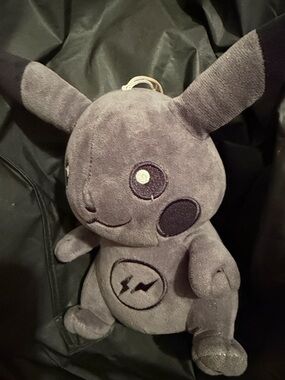 Pokemon Gray Plush Pikachu with Dark Gray Accents